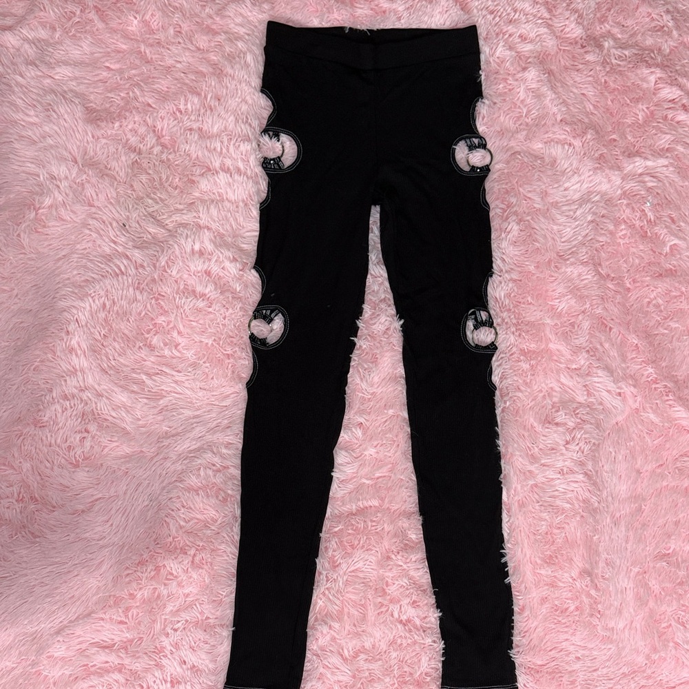 AKIRA Cutout Black Leggings with Accents